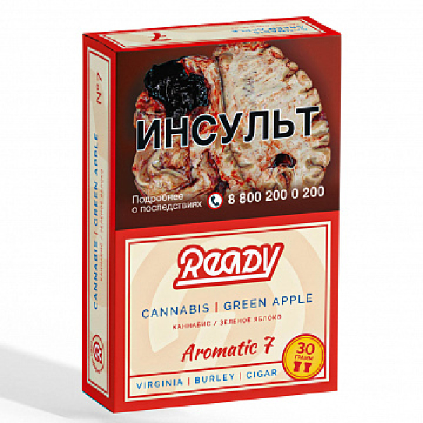 Табак READY №7 CANNABIS GREEN APPLE (Травяной Зелёное яблоко) 30 гр в Челябинске