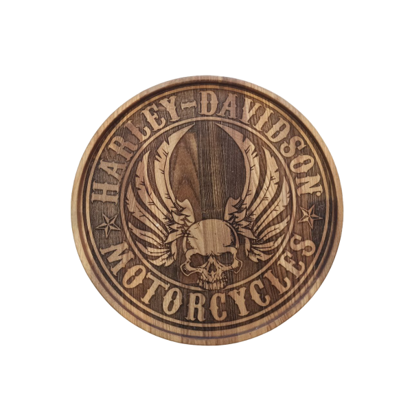 ХукаСтол Поднос Harley Davidson (Коричневый, Бук) для кальяна в Челябинске