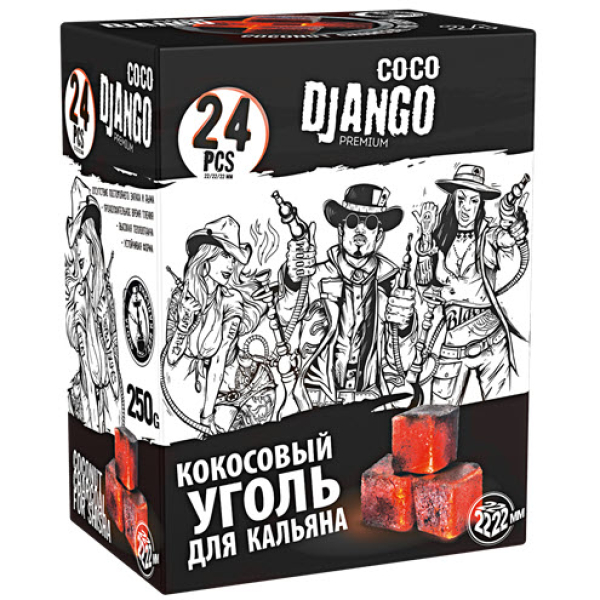 Уголь Coco Django для кальяна 24 шт в Челябинске