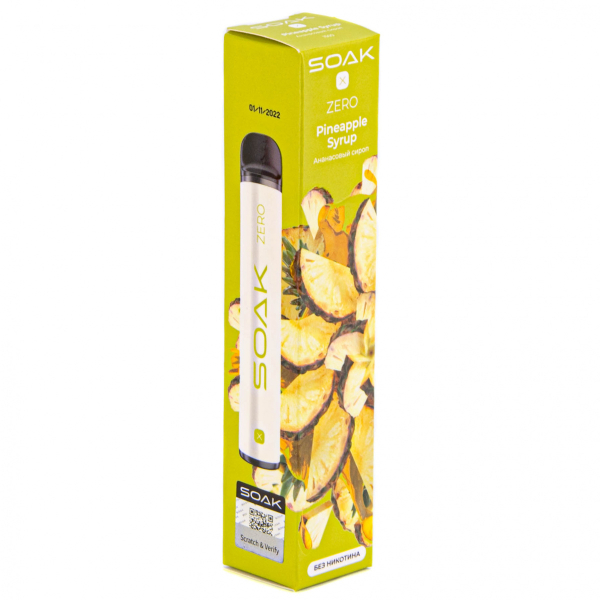 SOAK X ZERO Pineapple syrup 1500 затяжек (без никотина) в Челябинске
