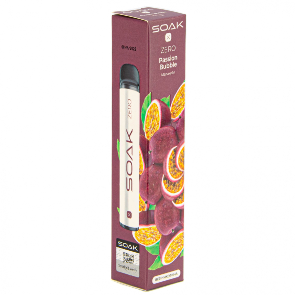SOAK X ZERO Passion bubble 1500 затяжек (без никотина) в Челябинске