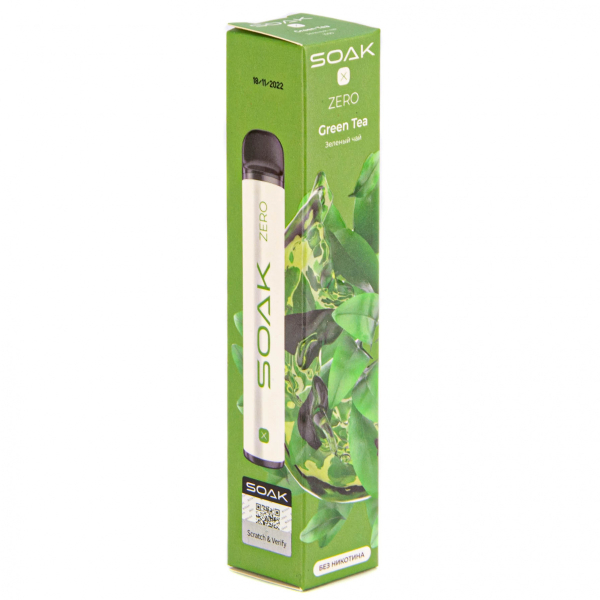 SOAK X ZERO Green tea 1500 затяжек (без никотина) в Челябинске