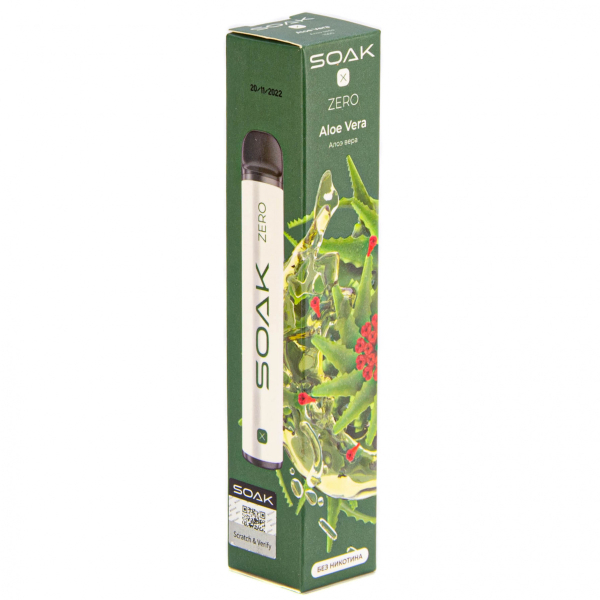 SOAK X ZERO Aloe vera 1500 затяжек (без никотина) в Челябинске