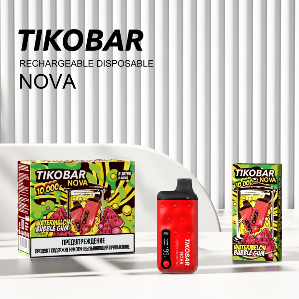 Электронка Tikobar Nova Арбузная Жвачка 10000 Затяжек в Челябинске