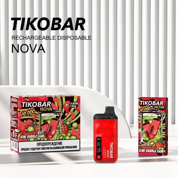 Электронка Tikobar Nova Клубника Киви Жвачка 10000 Затяжек в Челябинске