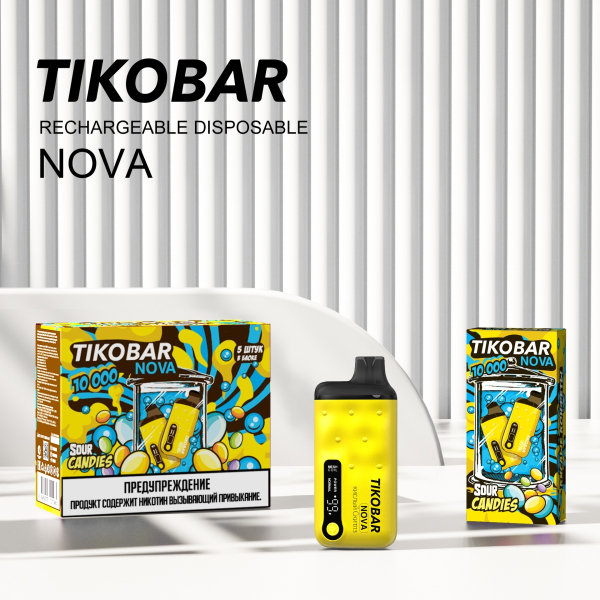Электронка Tikobar Nova Кислые Конфеты 10000 Затяжек в Челябинске