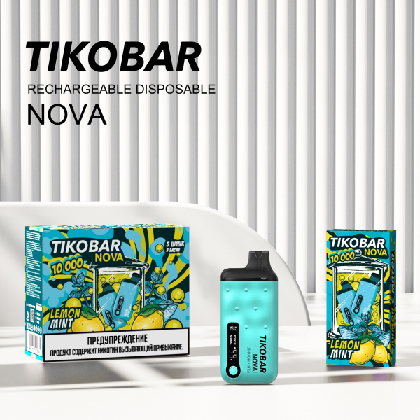 Электронка Tikobar Nova Лимон Мята 10000 Затяжек в Челябинске