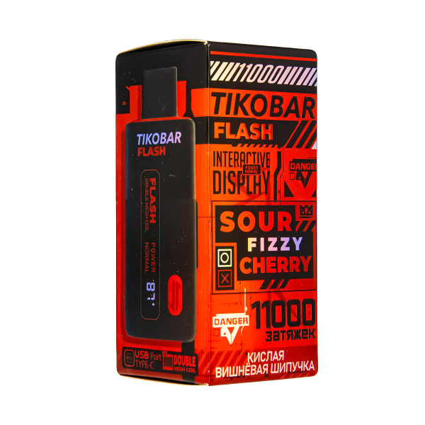 Электронка Tikobar Flash Кислая Вишнёвая Шипучка 11000 Затяжек в Челябинске