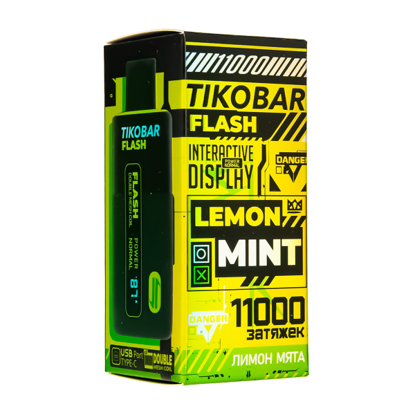 Электронка Tikobar Flash Лимон Мята 11000 Затяжек в Челябинске