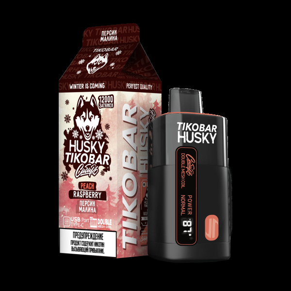 Электронка Tikobar Husky Сибирь Персик Малина 12000 Затяжек в Челябинске
