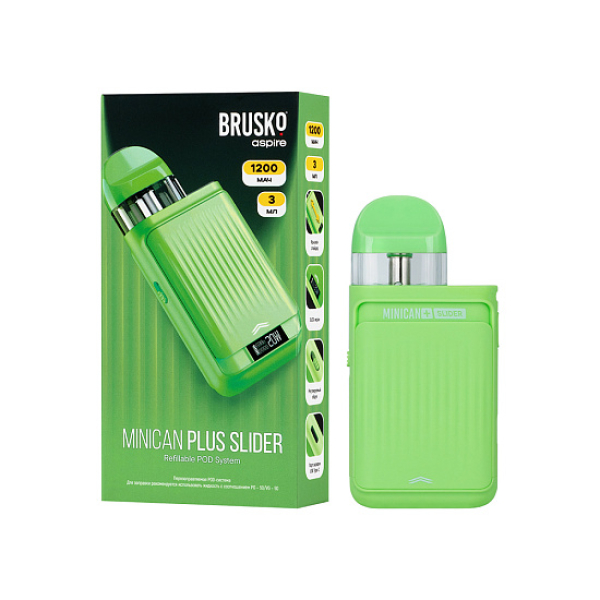 POD-система Brusko Minican Plus Slider Зелёный в Челябинске