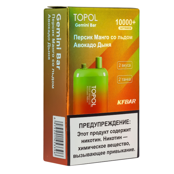 Электронка Topol Gemini Bar Peach Mango Ice | Avocado Melon 10000 тяг в Челябинске