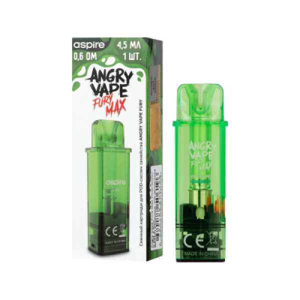 Картридж Angry Vape Fury Max Зелёный 45 мл 0.6 Ом ( 1 шт.) в Челябинске